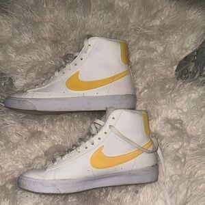 Nike White and Yellow High-Top Sneakers